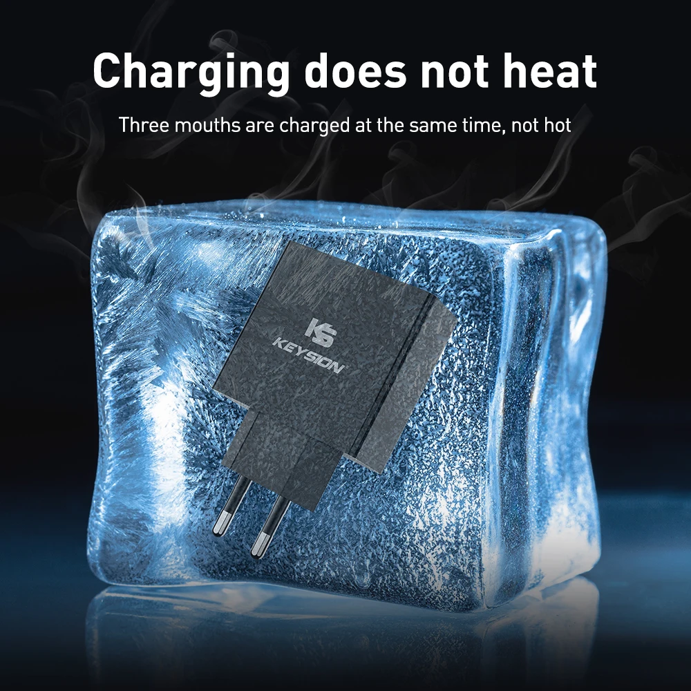 KEYSION светодиодный цифровой 3 порта USB зарядное устройство универсальное