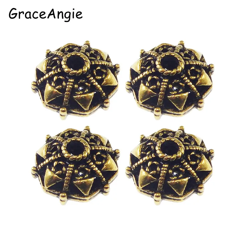 GraceAngie оптовая продажа 10 шт. богемные бусины античные бронзовые тона цветочный