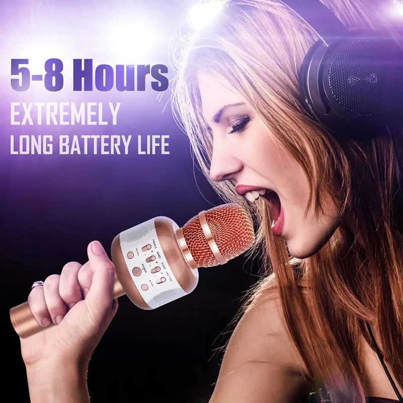 Микрофон для караоке портативный ручной беспроводной с bluetooth-динамиком