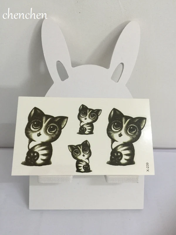 Временные татуировки наклейки для body art милый кот воды Переводная флеш тату
