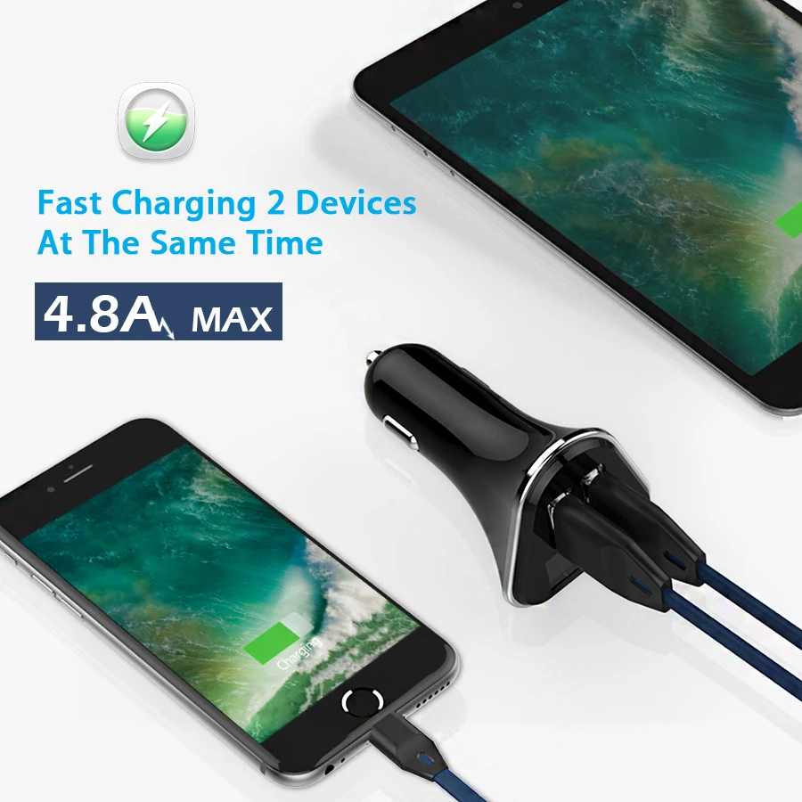 Автомобильное зарядное устройство для телефона с двумя мини USB адаптер 2 портами