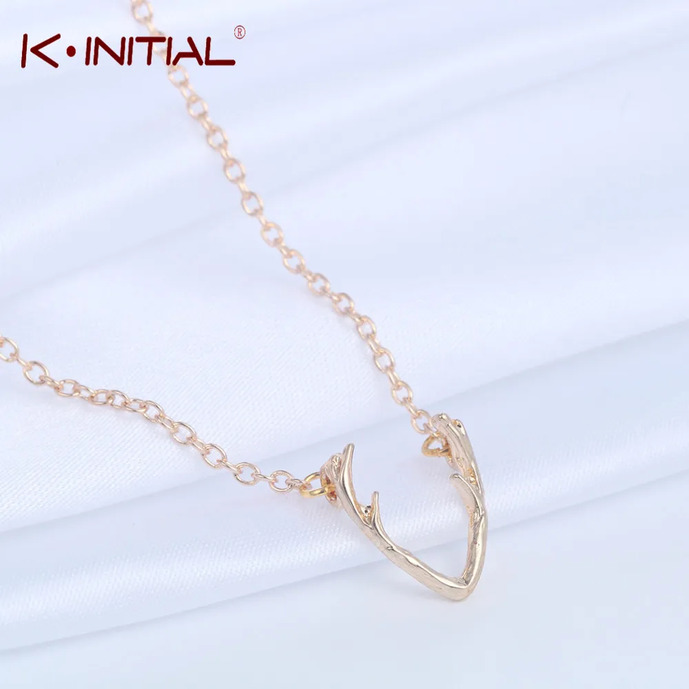 Kinitial модные очаровательные ожерелья оленьи рога кулон из животных ожерелье