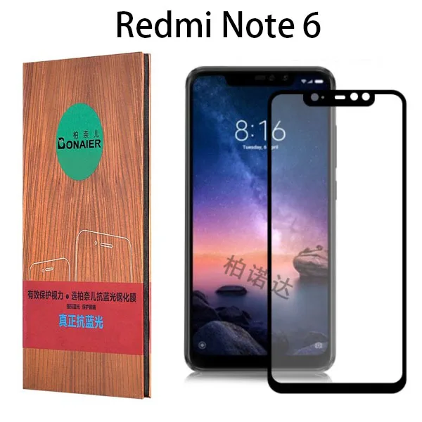 Закаленное стекло Bonaier для Xiaomi Redmi Note 6 Pro пленка экрана 9H полное покрытие с защитой
