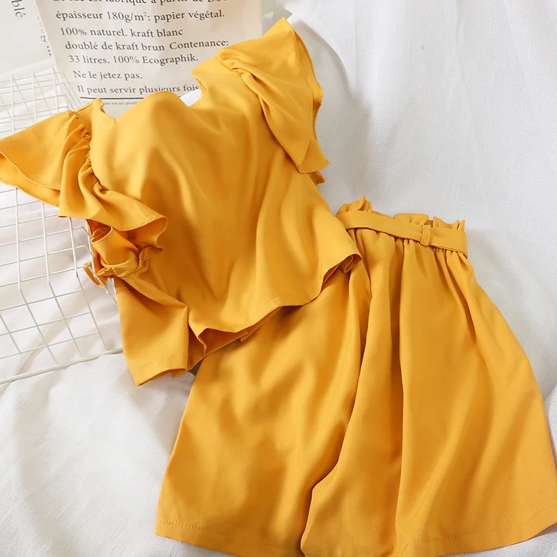 Женский комплект из 2 предметов топ с круглым вырезом и коротким