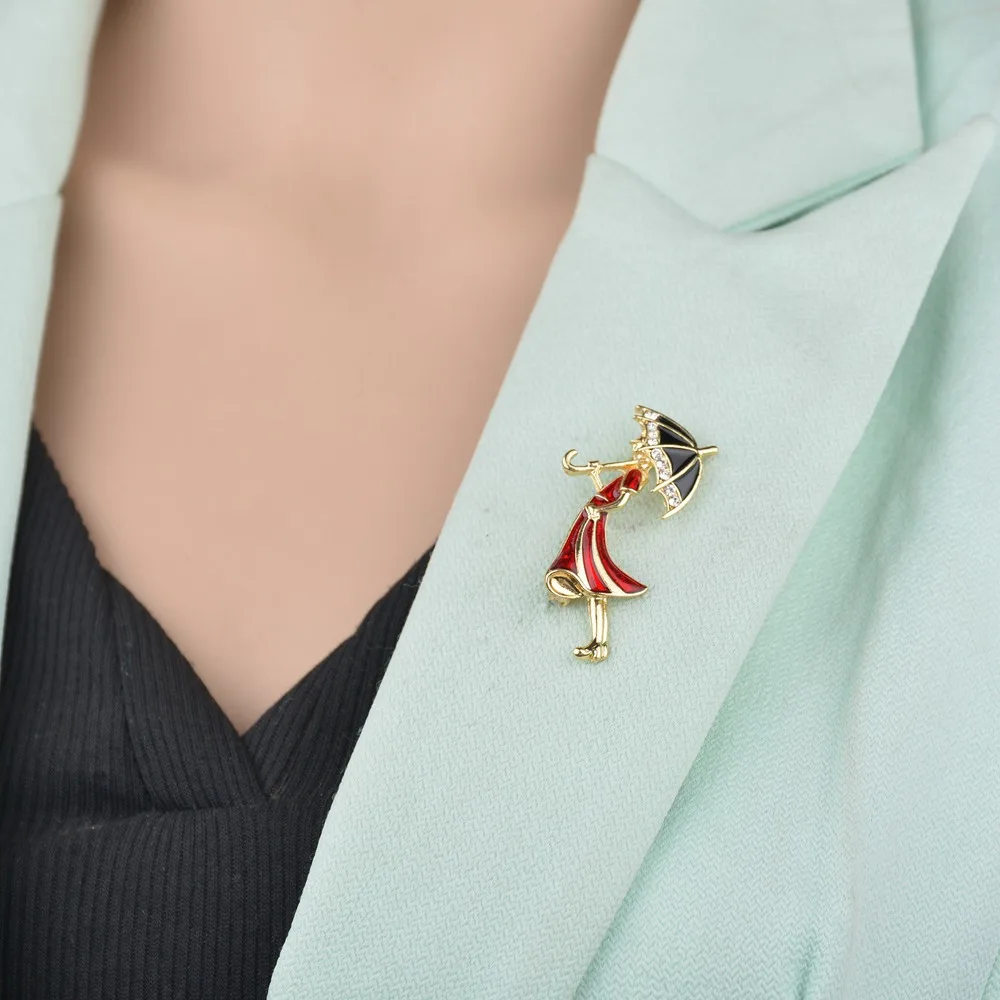 Женское романтическое длинное красное платье брошь в виде зонта украшение