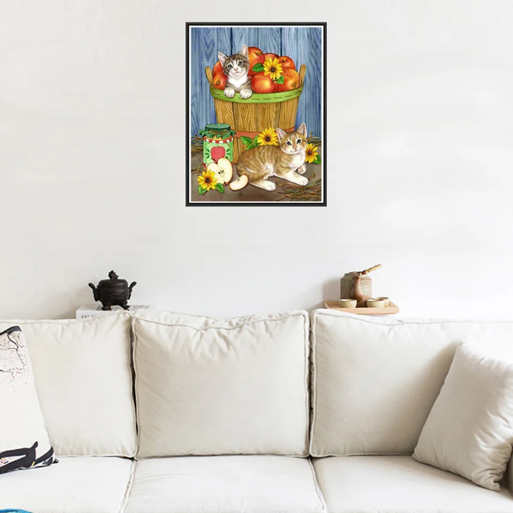 5d diy алмазная живопись кот и фрукты картины мозаичная стразы животные|diamond painting