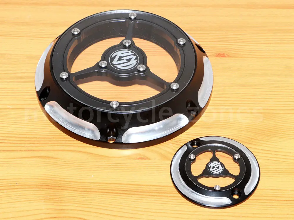 Black White 6 Holes Clarity CNC Derby Timing Timer Cover For Harley Sportster XL 1200 883 2004- 2013
