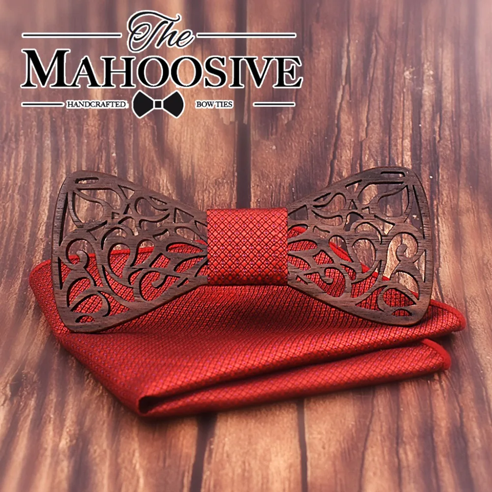 Mahoosive деревянные вырезанные Дизайнерские галстуки бабочки для мужчин свадебные