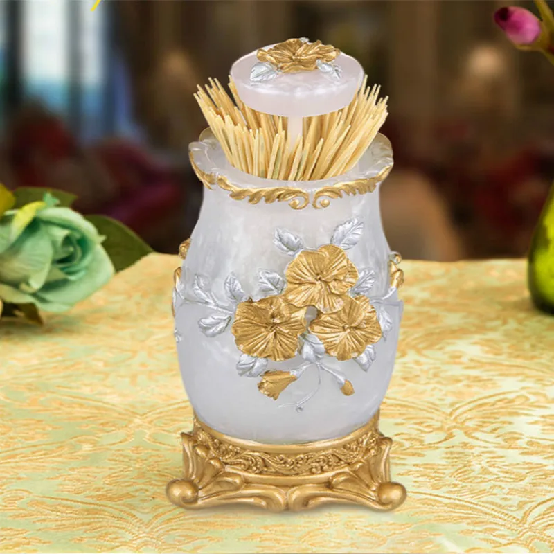 

Highgrade European retro simple cute push automatic resin toothpick box nonwood living room home portable creative toothpick box