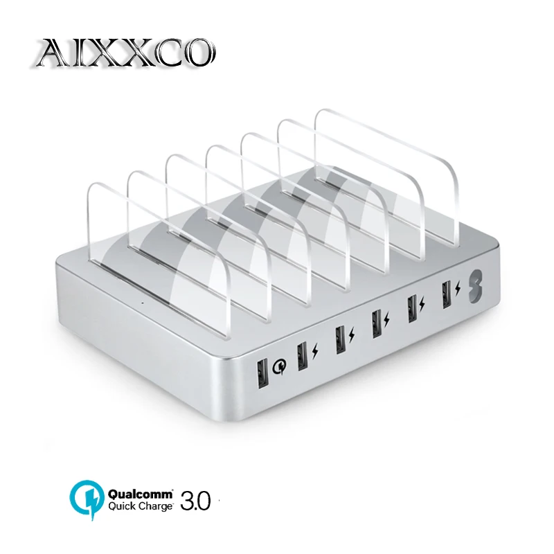 

AIXXCO Quick charger 3.0 6 Port USB Charging Station 45W 9A USB Charger Fast USB Charging Dock For iphone samsung for xiaomi