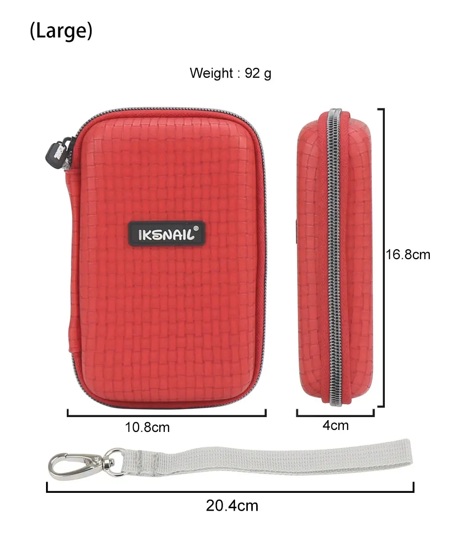 IKSNAIL Shockproof Hard Drive Carrying Earphone Case Pouch Bags For 3 Size Portable External HDD Power Bank Cable Accessories