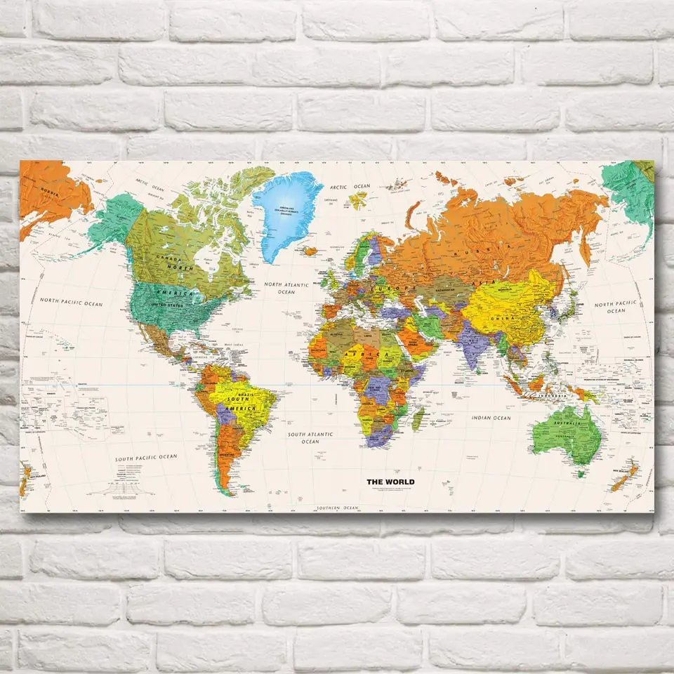 Художественное изображение карты мира холст картины плакаты и принты