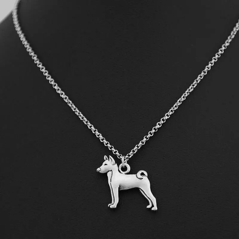 Ретро стиль 3D винтажная подвеска Basenji Dogs Макси длинное ожерелье Аниме собака