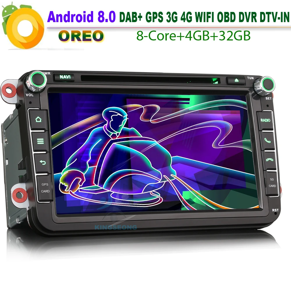 Восьмиядерный 8 &quotAndroid 0 DAB + Satnav WiFi 4G CD BT DVD SD OBD GPS RDS OPS автомобильный радиоплеер для
