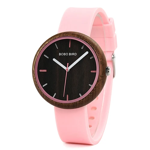 Relogio feminino BOBO BIRD Wood женские часы с силиконовым ремешком кварцевые наручные часы в деревянной подарочной коробке reloj mujer Прямая поставка - Цвет: W-R28-3