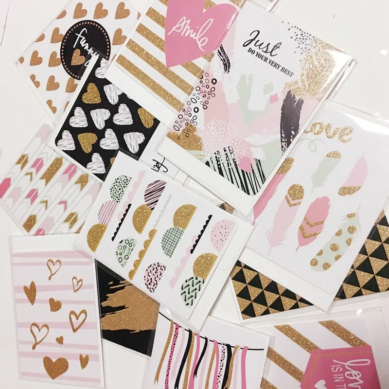 12 шт./компл. поздравительная открытка с золотым порошком на праздники Рождество