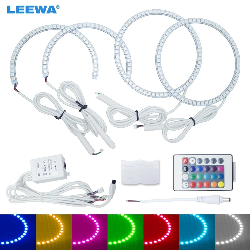 LEEWA 4 шт./компл. Автомобильный светодиодный RGB светильник Angel Eyes Halo беспроводной