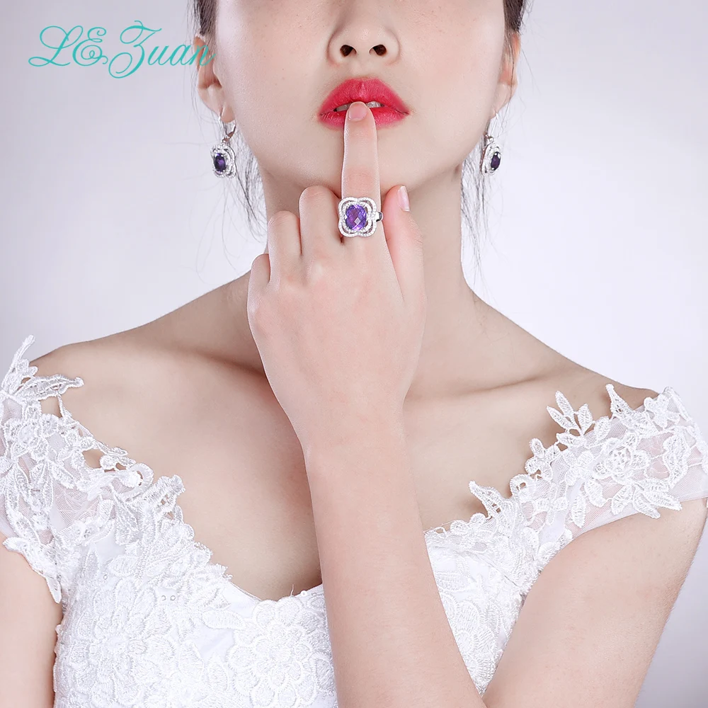 Женское кольцо с натуральным аметистом 925 карата из серебра пробы|ring for|rings for womenring