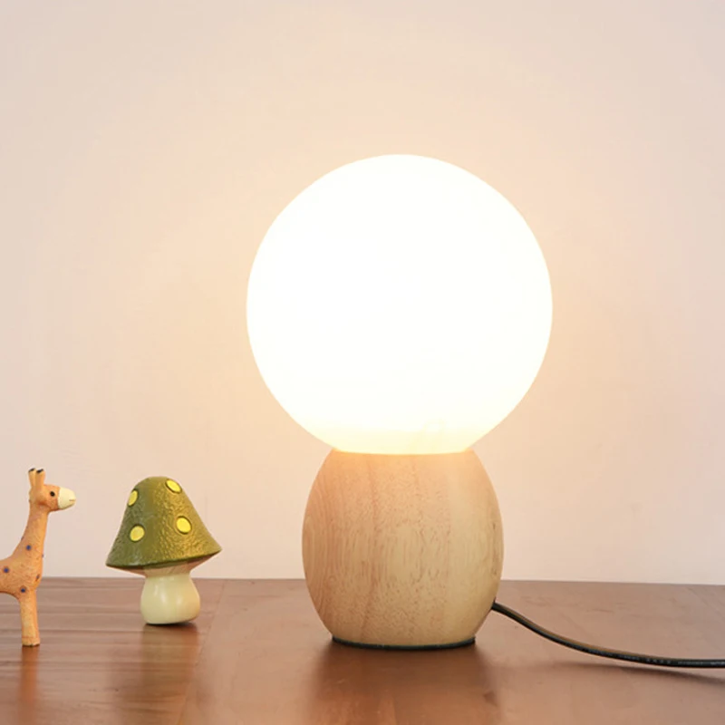 Теплые Спальня дерево настольная лампа Ночной светильник E27 G80 светодиодный