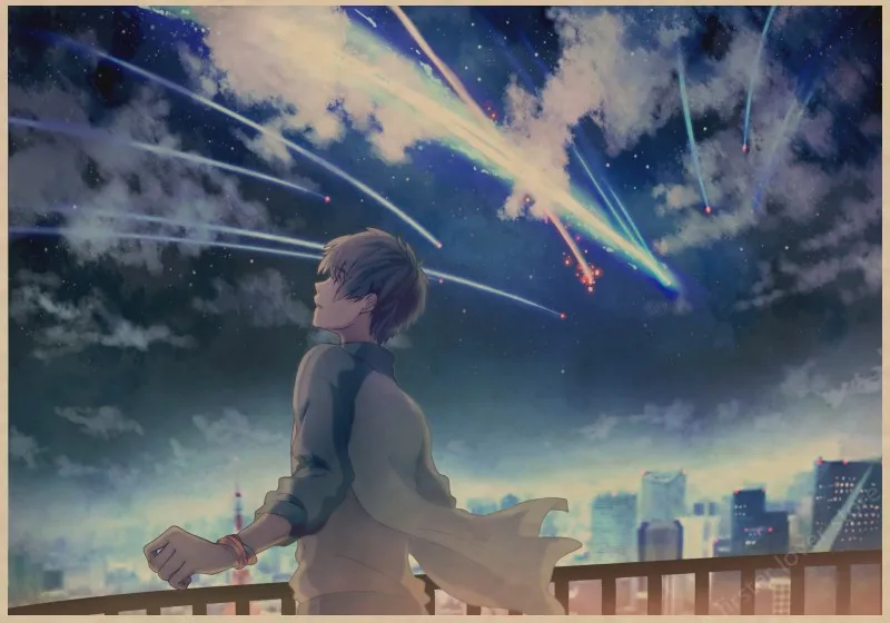 Японские Мультяшные фильмы с вашим именем плакаты винтажные Ретро матовые