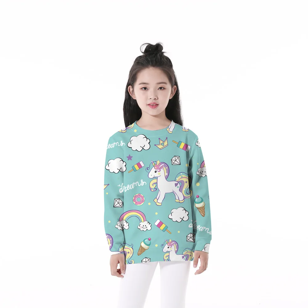 Толстовки с капюшоном для девочек 4 12 лет на весну осень длинными рукавами и 3D