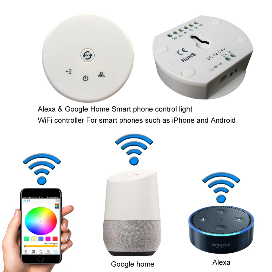 15 м 10 м 5 м WiFi RGB светодиодный светильник водонепроницаемый 5050 SMD 30Led/M лента IP65 Светодиодная лента+ WiFi контроллер с музыкальным режимом