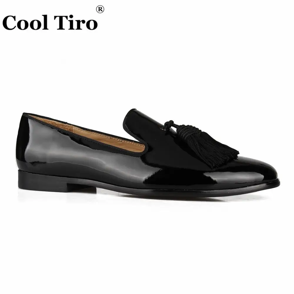 Cool Tiro Tassels Patent leather Loafers Men Moccasins Slippers Formal Wedding Men's Dress Shoes Round Toe Business Casual Flats | Обувь