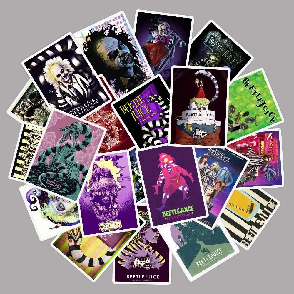 D153-25pcs 25 шт. Стикеры из фильма ужасов Beetlejuice граффити Тим Бертон Стикеры из фильмов для ноутбука багаж водонепроницаемый DIY игрушка наклейка - Color: D153-25pcs