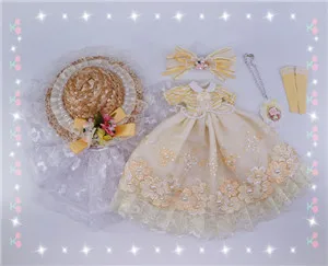 only dress 2 Blyth кружевное платье BJD платье с цветочным принтом Озон наряд Одежда для кукол(Fit blyth, озон, Licca, ММК, pullip, ob, 1/6 кукла - Цвет: only dress 2