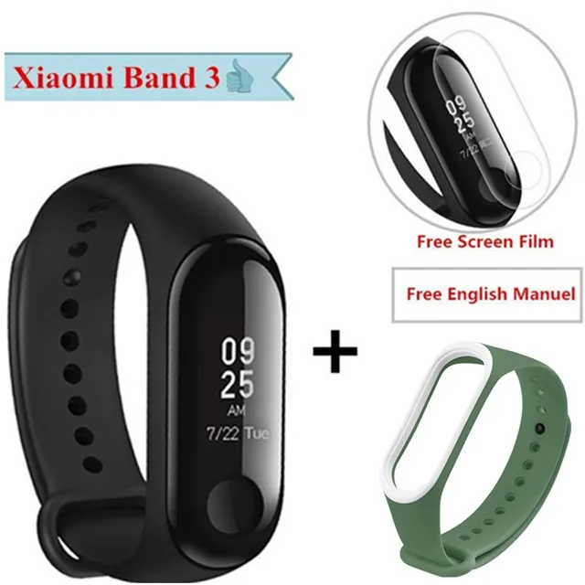 Add army-green Xiaomi mi Band 3 умный Браслет Водонепроницаемый отчет о погоде mi Band 3 водонепроницаемый АОН OLED экран умный Браслет mi band 3 - Цвет: Add army-green