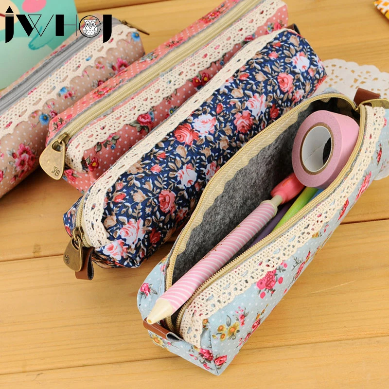 Милый холщовый карандаш в горошек многофункциональный вместительный пенал