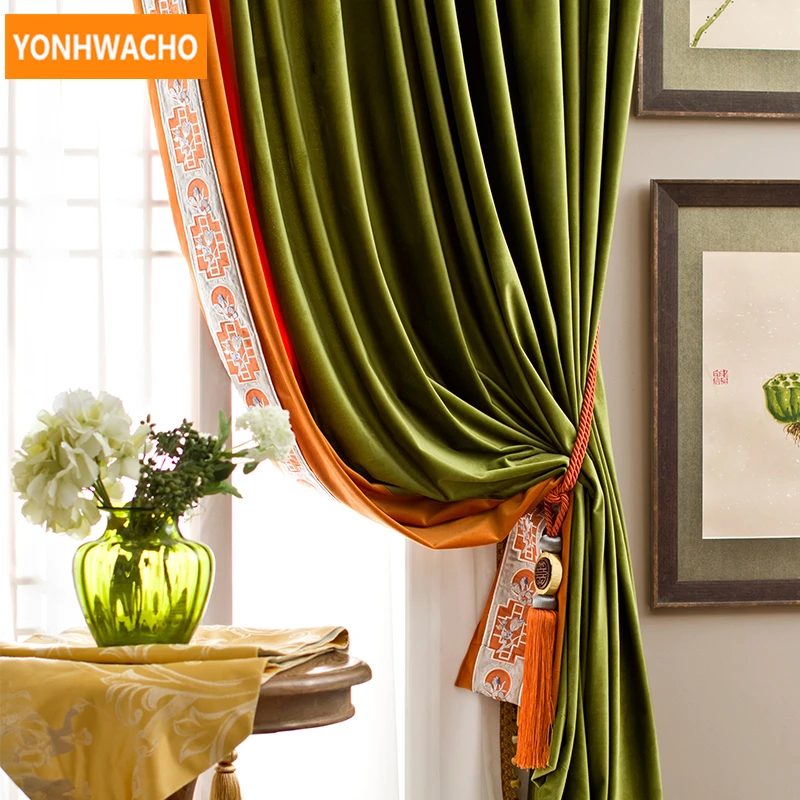 Занавески на заказ американская свежая сельская трава зеленая фланелевая Штора