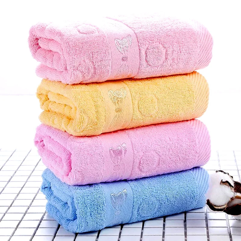 2PCS/Lot Free Shipping 100% Cotton Towel Solid Blue Color Plain Dyed Quick-Dry Bath Towels 50*100 cm Set Wholesale Retail | Дом и сад