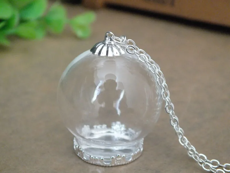 Бесплатная Доставка! Стеклянный шарик ручной работы серебряный цвет основание