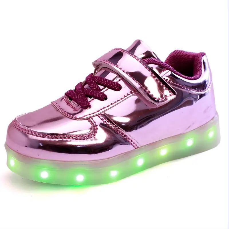 Shining Pink UncleJerry Led обувь для детей Зарядное устройство USB светящаяся обувь для Мальчики Девочки светящиеся рождественские кроссовки - Цвет: Shining Pink