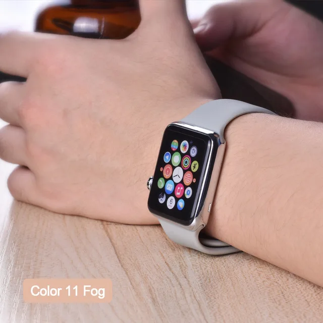 Apple Watch Красочный мягкий силиконовый спортивный пояс серии 4 3 2 1 38 мм 42 мм iWatch 40 мм резиновый ремень браслет с 44 мм серии 4 - Цвет ремешка: 11 fog