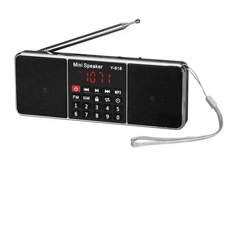Black Y-618 мини FM радио FM dab радио radyo динамик USB Перезаряжаемый музыкальный плеер Поддержка TF/SD карты с светодиодный экран дисплея - Цвет: Black
