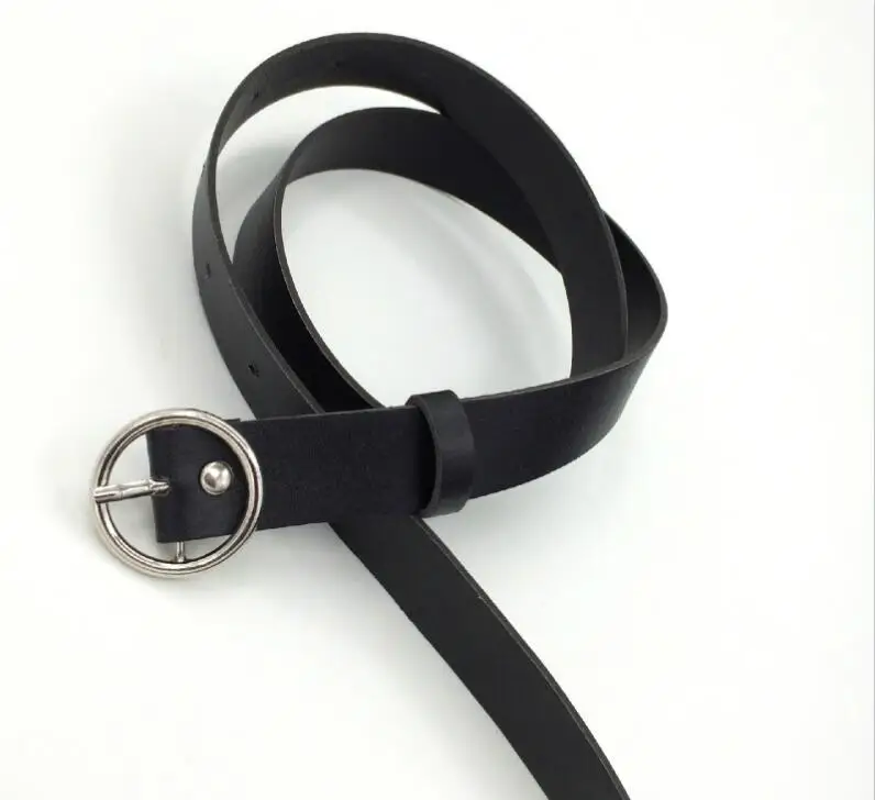 Style 2 BlackSilver Женский кожаный ремень, новые круглые пряжки, ремни для женщин, для досуга, джинсы, дикие, без шпильки, металлическая пряжка, женский ремень - Цвет: Style 2 BlackSilver
