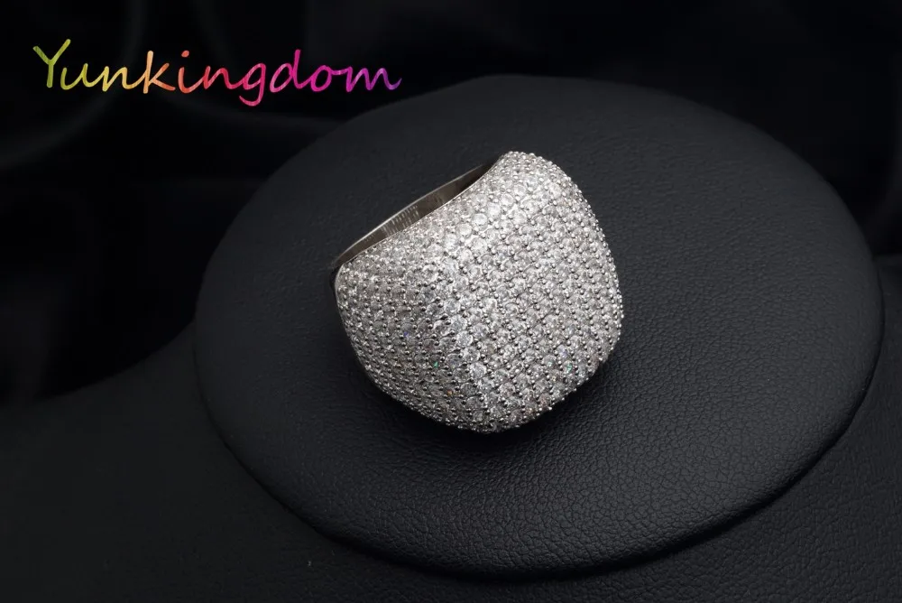 Yunkingdom инкрустация 366 шт AAA+ кубический цирконий Кольца для женщин юбилей Роскошные вечерние кольца для женщин