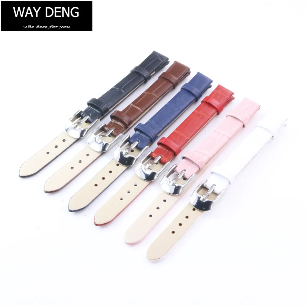 Ремешок для часов Way Deng из натуральной кожи Женский брендовый Серебристый