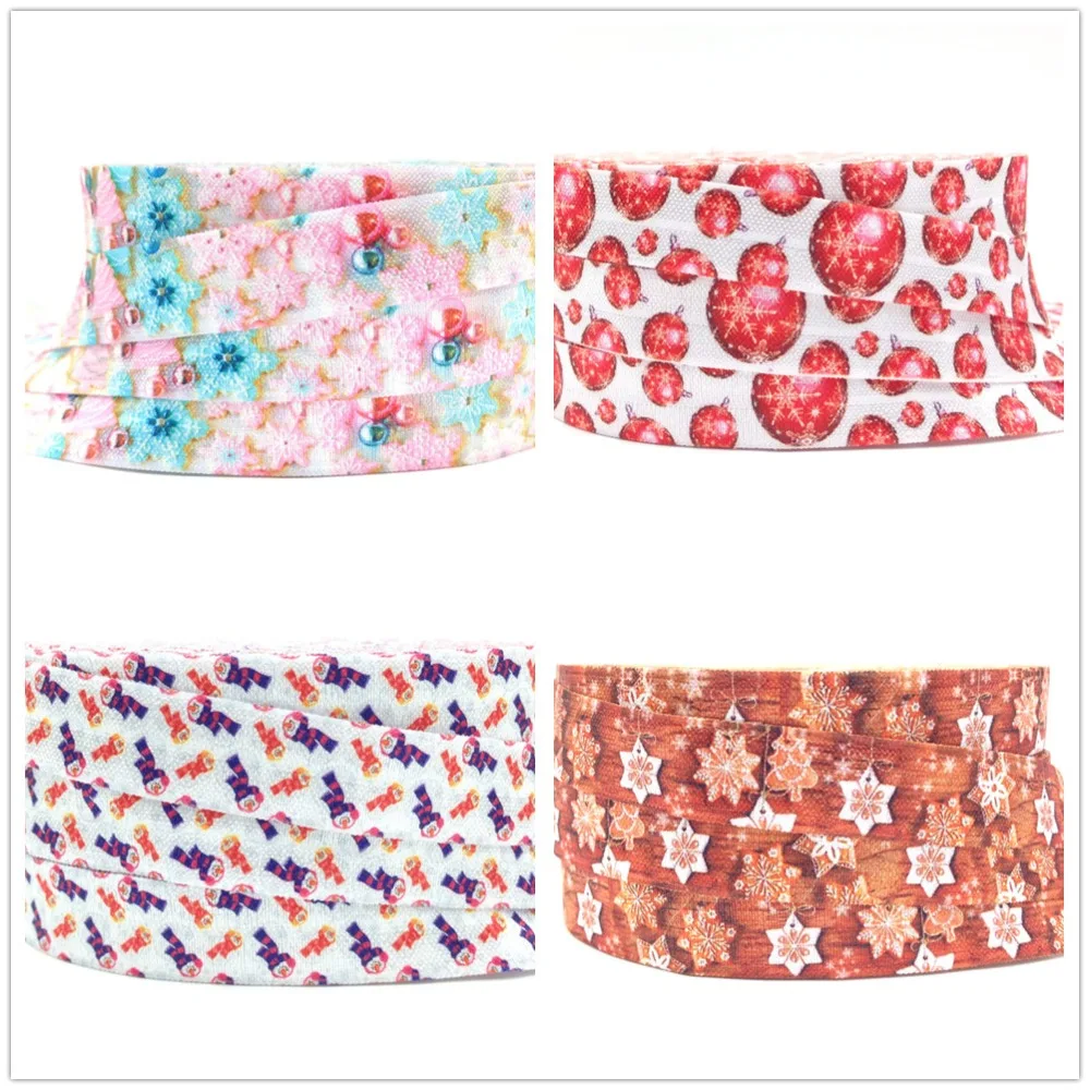 5 ярдов 16 мм Рождественский Декор мяч напечатанный складной эластичный Снежинка