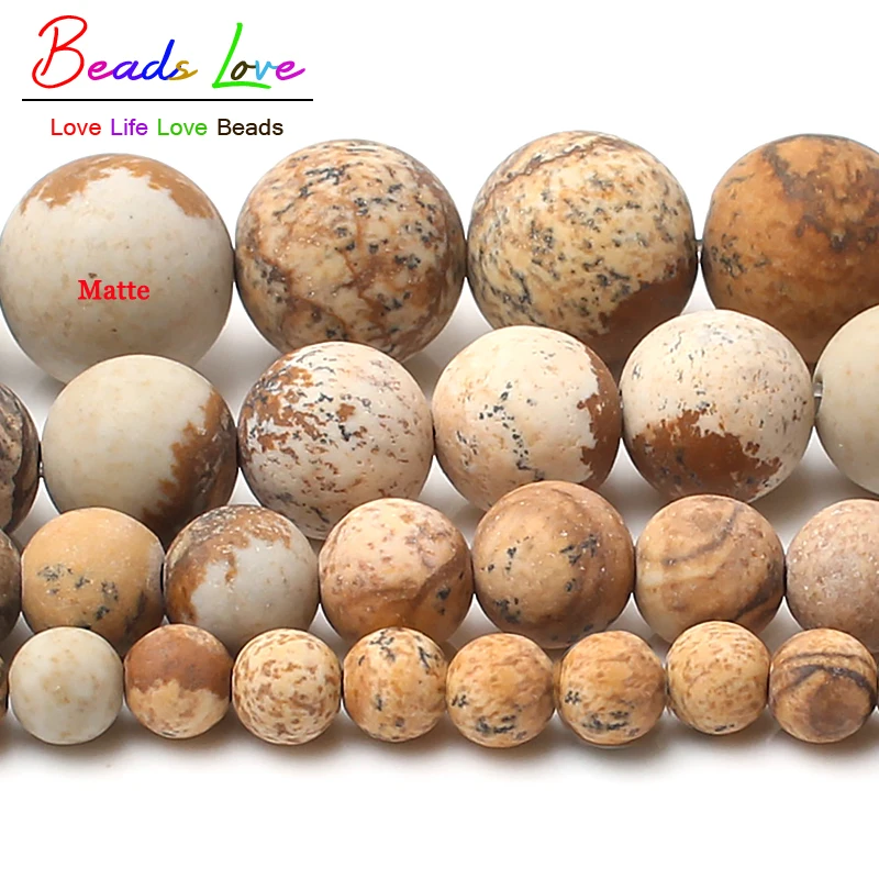 Круглые бусины из натурального камня 4 10 мм с тусклой полировкой матовым рисунком