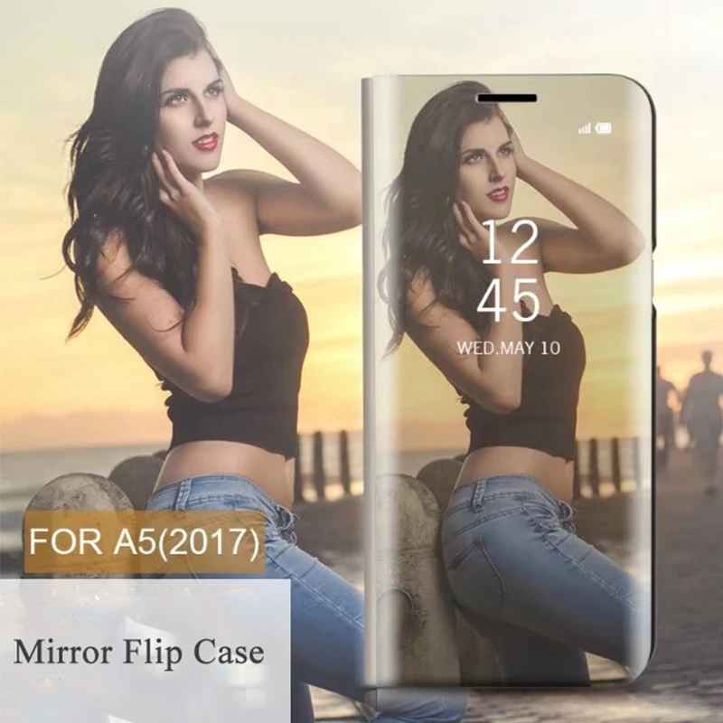 Чехол для samsung Galaxy A6 A5 A7 A8 2018 S9 S8 Note 8 S7 край Смарт зеркало Clear View кожаный чехол A3 2017 с