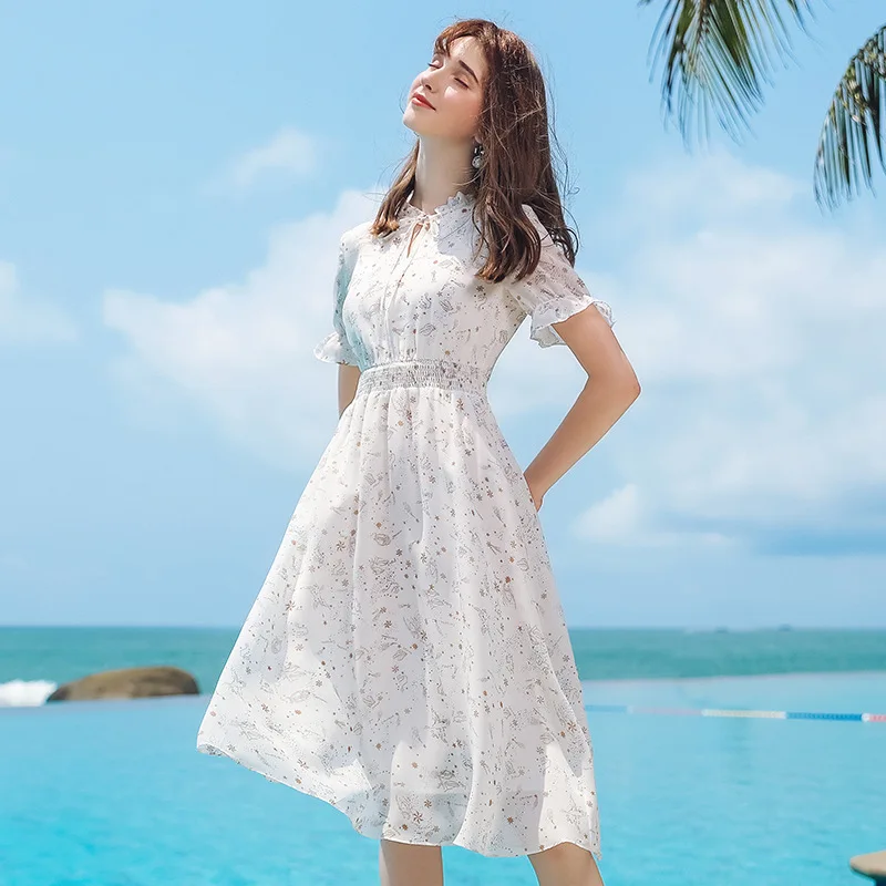 Женское шифоновое платье с принтом облегающее v-образным вырезом коротким