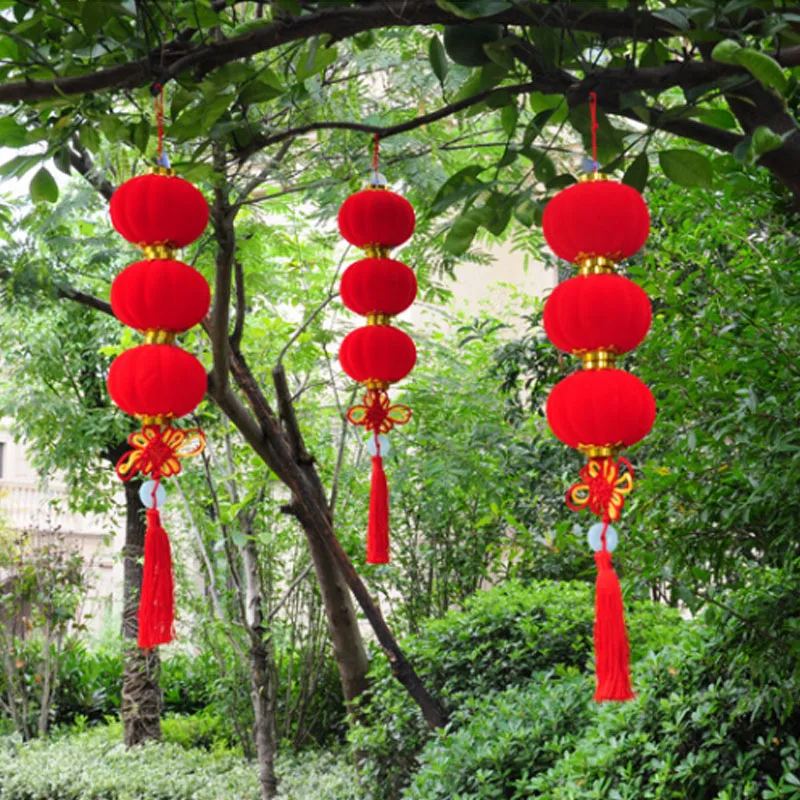 

High Quality (2 pcs/pack) 21cm flocking small lanterns New Year /Wedding/ Party Decorations/Birthday party Mini Layout Lantern