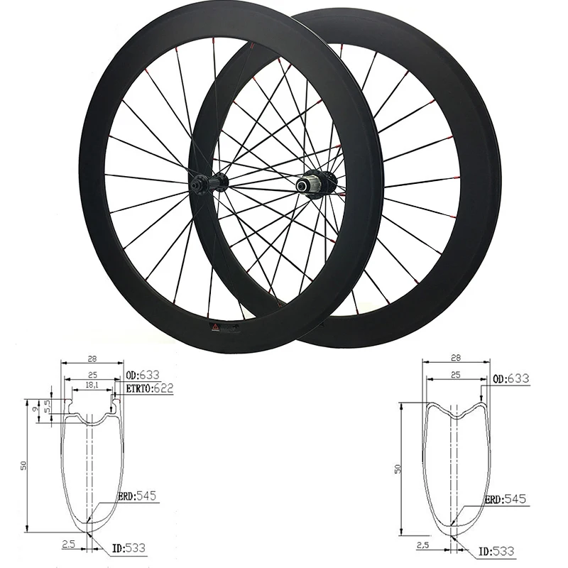 Ассиметричное полностью углеродное колесо 50 мм глубокий 28 наружный широкий