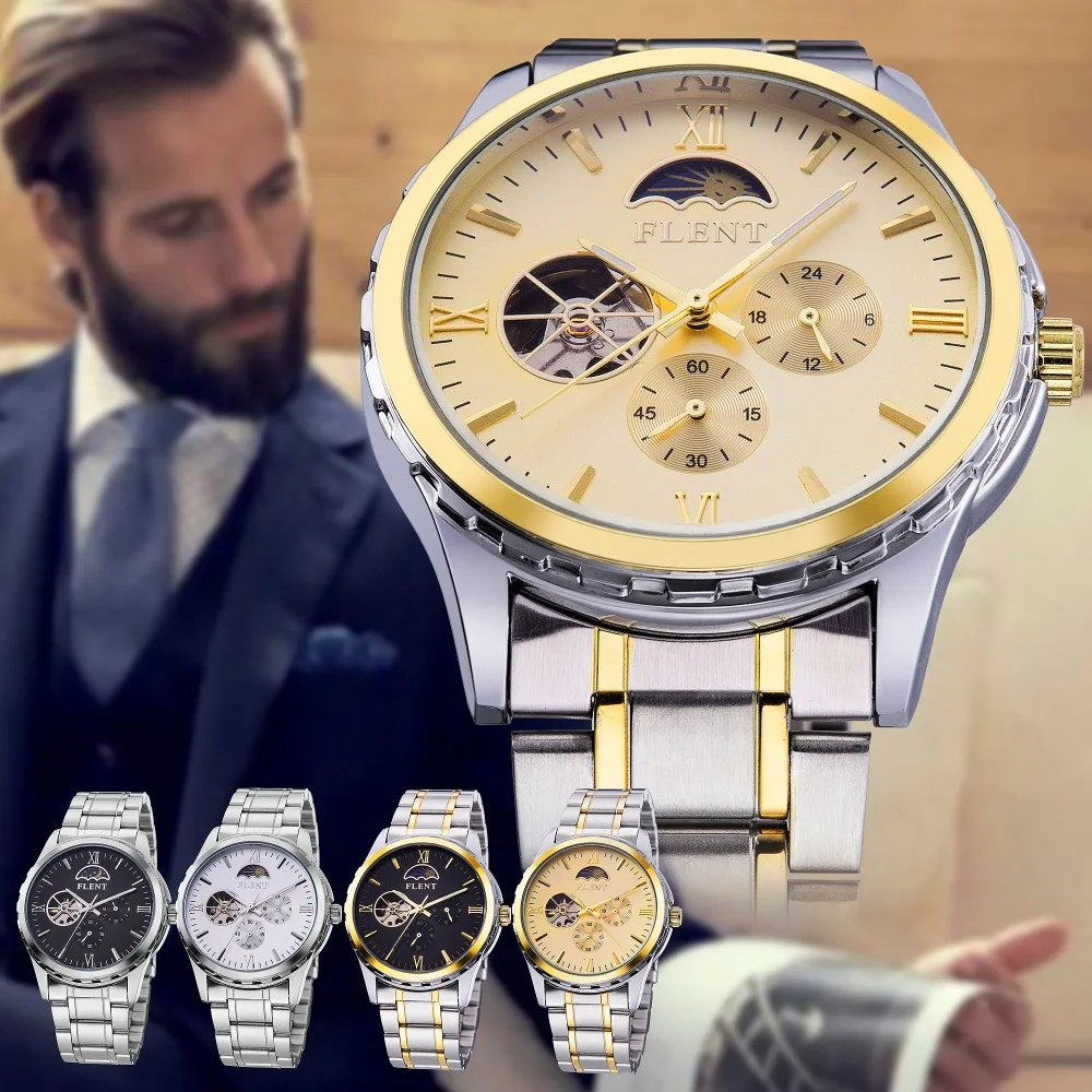 2015 мужские автоматические механические наручные часы с полностью стальным