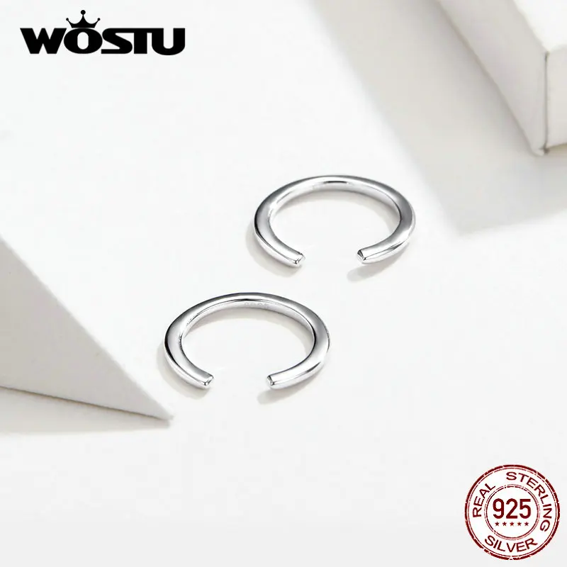 WOSTU классические круглые серьги-кольца 925 пробы серебряные маленькие серьги для женщин Свадебные модные минималистичные ювелирные изделия CQE647