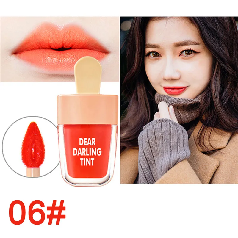6 ярких цветов супер ледяной крем блеск для губ водонепроницаемый стойкий Макияж жидкая помада сладкий красный блеск для губ TSLM1 - Цвет: 06