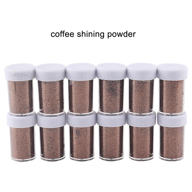coffee Красочный подарок на день детей, 20 г/лот, блестящий порошок для бутылок, блестящие украшения, обувь искусной выделки ногтей, сумки, украшения для головного убора - Цвет: coffee